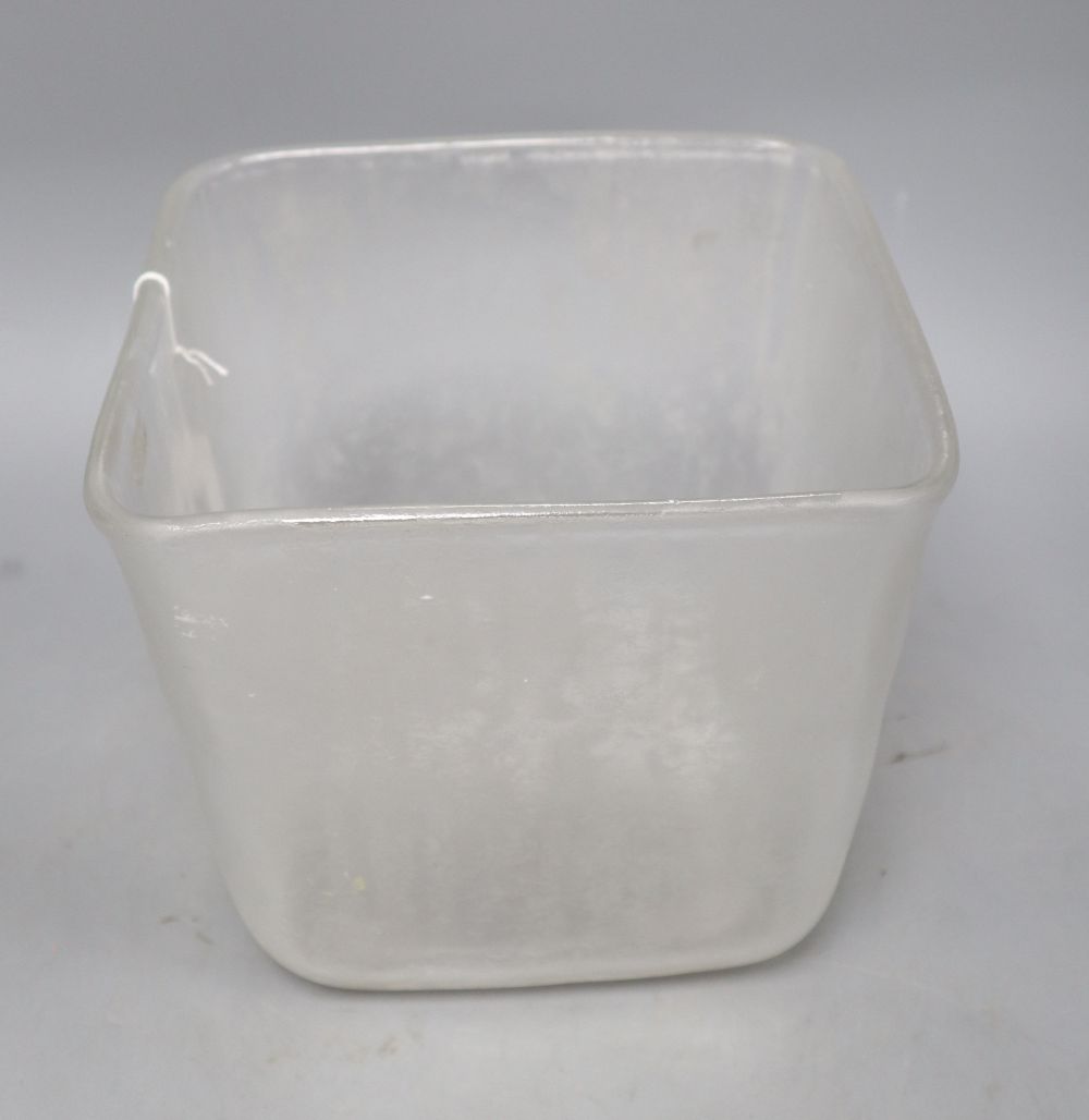 A 1930s Orrefors large frosted glass ice bucket, inscribed signature, height 20cm